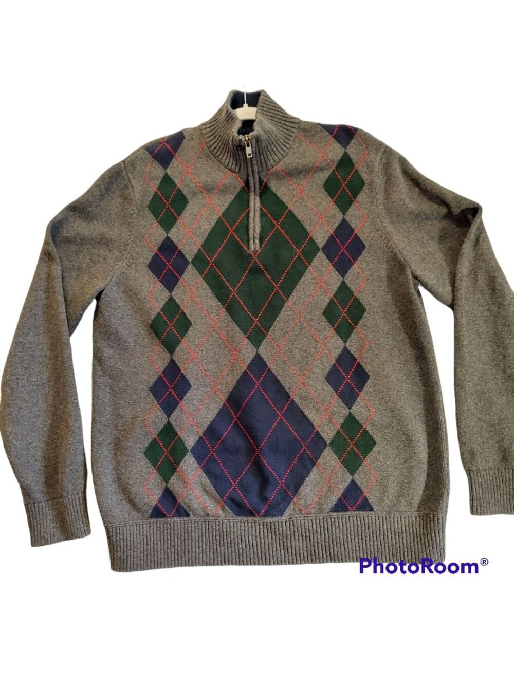 Tommy Hilfiger sweater mens size XL Chest 46 1/4 zip argyle cotton hipster Dad